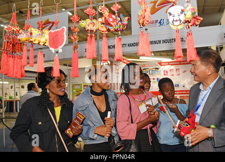 Johannesburg, South Africa 26th Sep, 2018 An exhibitor shows a