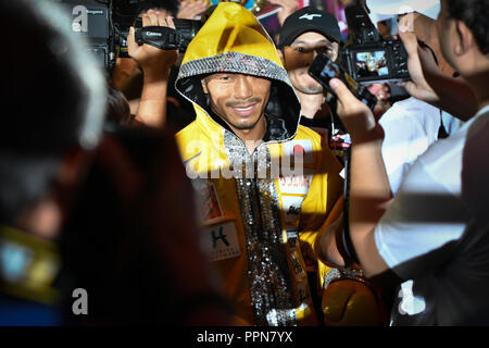 Nagoya, Aichi, Japan. 24th Sep, 2018. Sho Kimura (JPN) Boxing : Sho Kimura of Japan enters before the WBO flyweight title bout at Takeda Teva Ocean Arena in Nagoya, Aichi, Japan . Credit: Hiroaki Yamaguchi/AFLO/Alamy Live News Stock Photo