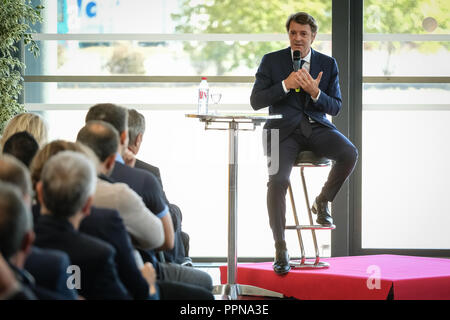 Villefranche sur Saone, France. 27th Sept 2018. François Baroin President of the Association of Mayors of France and Mayor of the City of Troyes. He was present this Thursday, September 27, 2018 in Villefranche sur Saone for the congress of mayors of the Rhône Credit: FRANCK CHAPOLARD/Alamy Live News Stock Photo