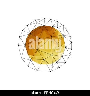 Vector color abstract geometric sphere with gold triangle Stock Vector