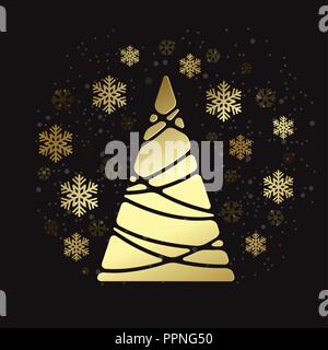 Vector Christmas tree. Holiday background with snowflakes Stock Vector