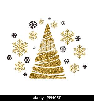 Vector Christmas tree. Holiday background with snowflakes Stock Vector
