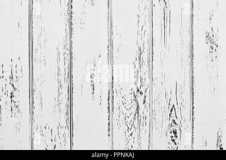 Vintage whitewash painted rustic old wooden horizontal planks wall textured background. Faded natural wood board panel structure. Stock Photo