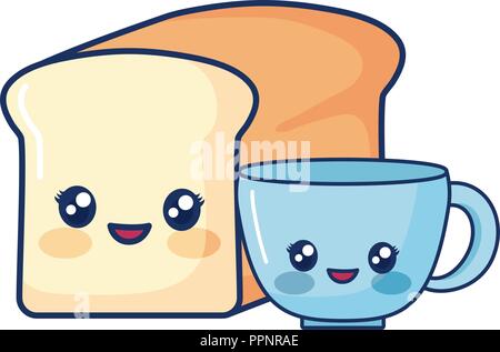 cute french bread smiling cup  vector illustration Stock Vector