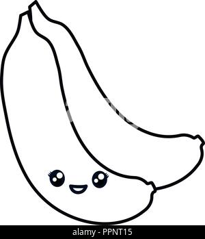 Bananas sweet fruit cute kawaii cartoon icon vector illustration design ...