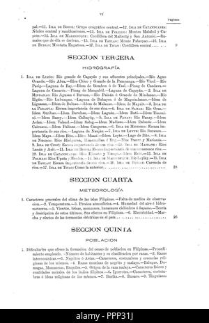 Bosquejo geogrāfico ē histōrico-natural del archipiēlago Filipino (Page IV) Stock Photo