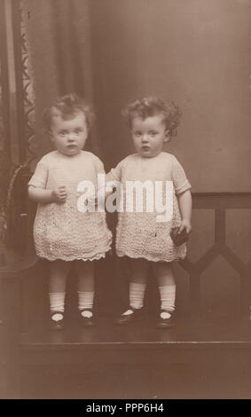 Vintage 1920's Cricklewood Photograph of Two Sisters Called Jean Pamela and Betty Catherine Stock Photo