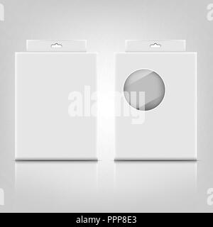 White paper packaging box with reflect on gray background, stock vector Stock Vector
