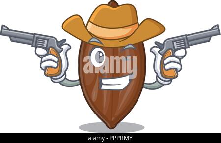Cowboy pecan nuts on a cartoon table Stock Vector