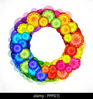 Abstract flower wreath frame. Vector background. Stock Vector