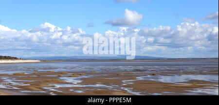 Ribble Estuary at Lytham with views towards the Western Pennines and Winter Hill. Stock Photo