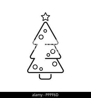 Christmas tree, vector line icon on a white background. Stock Vector