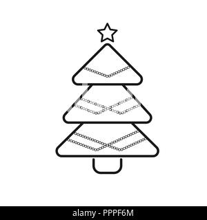 Christmas tree, vector line icon on a white background. Stock Vector