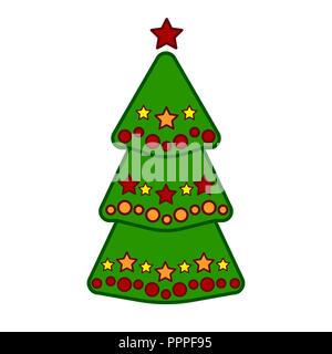 Christmas tree, vector line colorful icon on a white background. Stock Vector