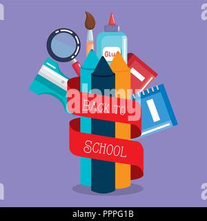 school supplies set icons Stock Vector