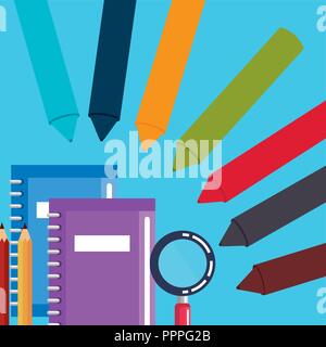 school supplies set icons Stock Vector