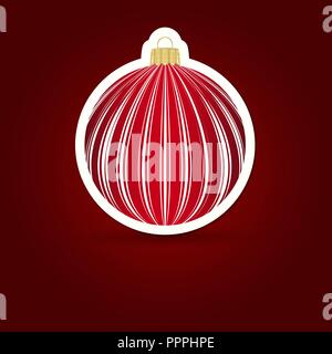Christmas background. Sticker ball. Vector illustration. Stock Vector