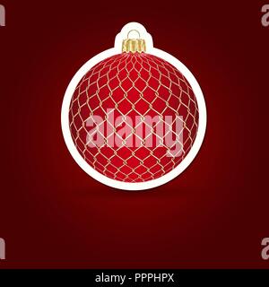 Christmas background. Sticker ball. Vector illustration. Stock Vector