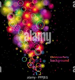 Abstract Circles and Snowflakes of llight with Raibow Colours Background Stock Vector