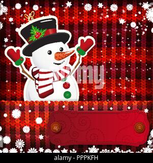 Christmas decorations on handmade knitted background. Stock Vector