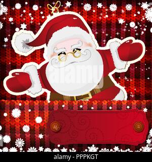 Christmas decorations on handmade knitted background. Stock Vector