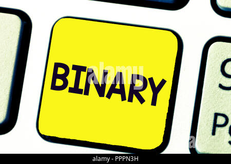 Handwriting text writing Binary. Concept meaning relating to using or denoting system of numerical notation of two. Stock Photo