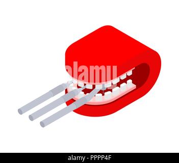 Dentist tools in mouth. Dental treatment. Dentistry Vector illustration Stock Vector