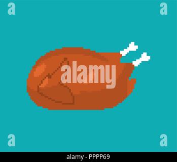 Turkey pixel art. Thanksgiving Day 8 bit. Vector illustration Stock Vector