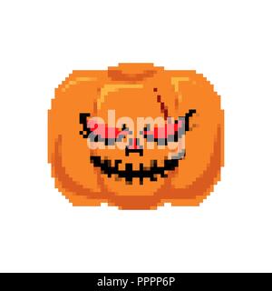 Pumpkin Halloween Pixel art. Horror symbol 8 bit Stock Vector