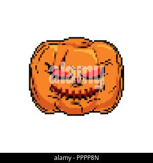 Pumpkin Halloween Pixel art. Horror symbol 8 bit Stock Vector