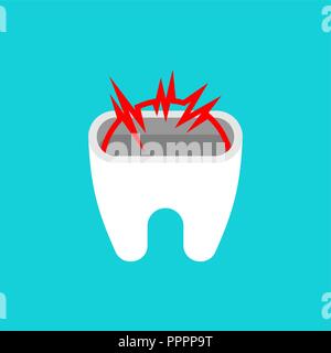 Nerve in tooth isolated. Dentist vector illustration Stock Vector