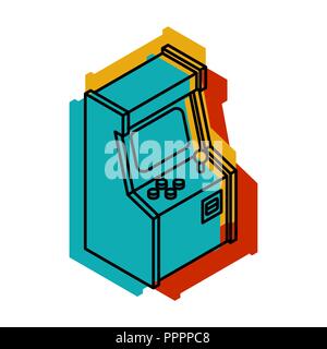 Old Arcade Machine Gaming. Retro Video Game play Stock Vector
