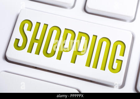 Macro Of The Word Shopping On A Keyboard Button Stock Photo