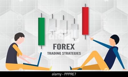 Forex trading strategy concept in paper cut and craft for business, trader, Investment, marketing. Vector illustration on abstract technology bacgkrou Stock Vector