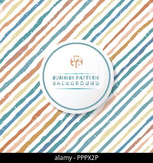 Diagonal parallel hand drawn brush lines wavy stripes of different width modern pattern background. Vector illustration Stock Vector