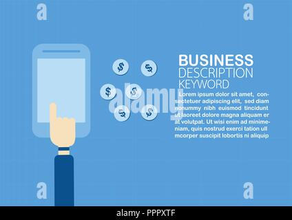 Getting cash by internet banking with e-commerce and payment method. Vector illustration isolated on blue background. Stock Vector