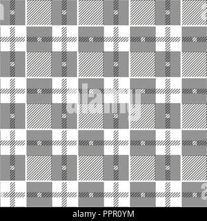 Plaid checkered tartan seamless pattern in black and white colors. Vector Stock Vector