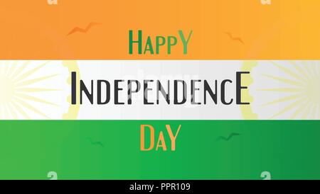 Happy Independence day of India country and Indian people with flag. Vector illustration design. Stock Vector