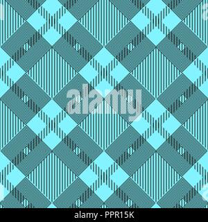 Plaid checkered tartan seamless pattern in black and blue colors. Vector Stock Vector