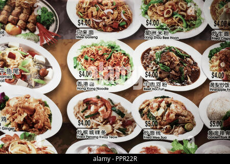 Food court menu board in Singapore, Southeast Asia Stock Photo