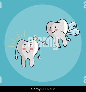 Tooth fairy and dental care Stock Vector