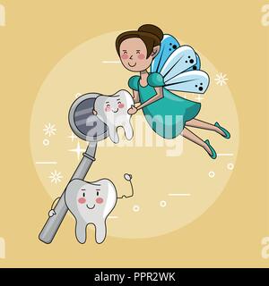 Tooth fairy and dental care Stock Vector