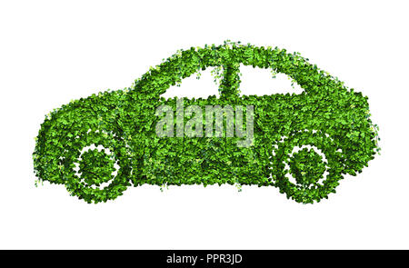 Ecology car design concept from many green leaf. Stock Photo