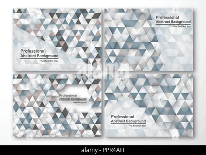 Modern abstract background in polygon shape. Set of template design in blue and white tone for business presentation, cover, brochure, packaging and w Stock Vector