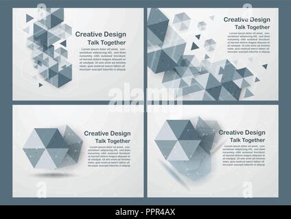 Hexagon on white and grey background with copy space for text. Vector illustration. Stock Vector