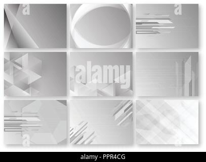 Abstract grey background with text space. Set of polygon template in black and white tone. Web banner design. Vector illustration. Stock Vector
