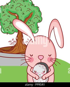 Bunny and food kawaii Stock Vector