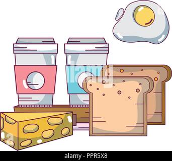 Breakfast food cartoons Stock Vector