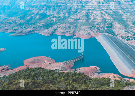 Sky view of Lavasa lake landscape. This is a beautiful place to spend your holidays and relaxation. ( LAVASA Lake - Pune, Maharashtra, India) Stock Photo