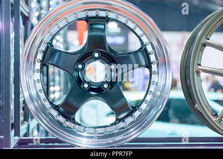 Blur magnesium alloy wheel or mag wheel or max wheels of Car Stock Photo